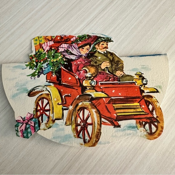 Vintage Litho Christmas Card Hawthorne & Sommerfield Unused USA Round Ornament - Picture 3 of 5